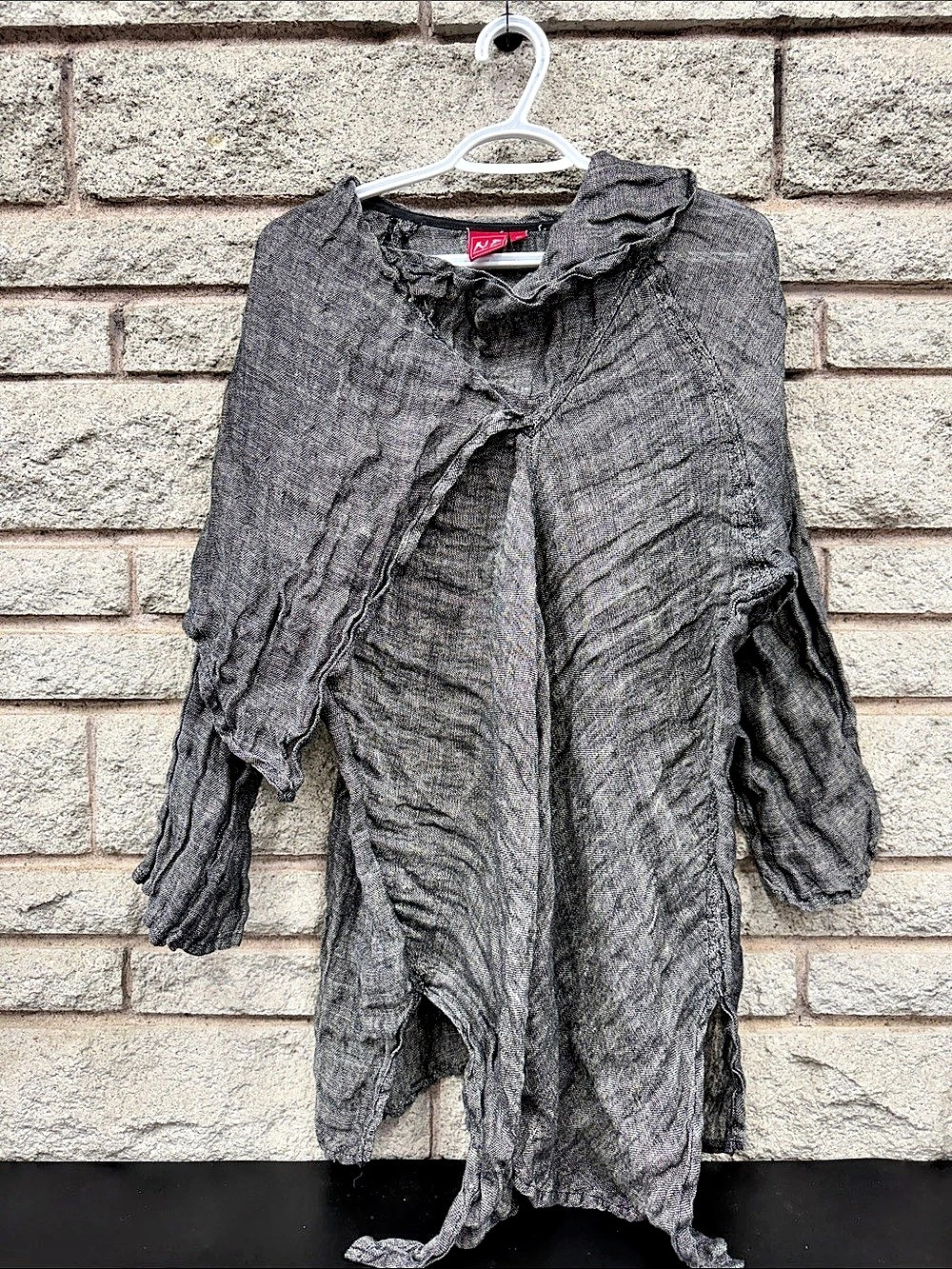 N.P. Nathalie Pelletier XL Gray Asymmetrical Lagenlook Draped Tunic